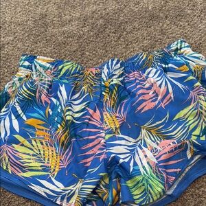 Logo Athletic Blue Tropical Leaf Print Shorts